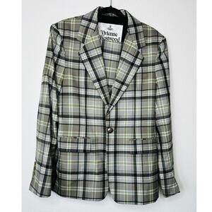 Vivienne Westwood Green Tartan Pant Suit Jacket, Vest & Pants